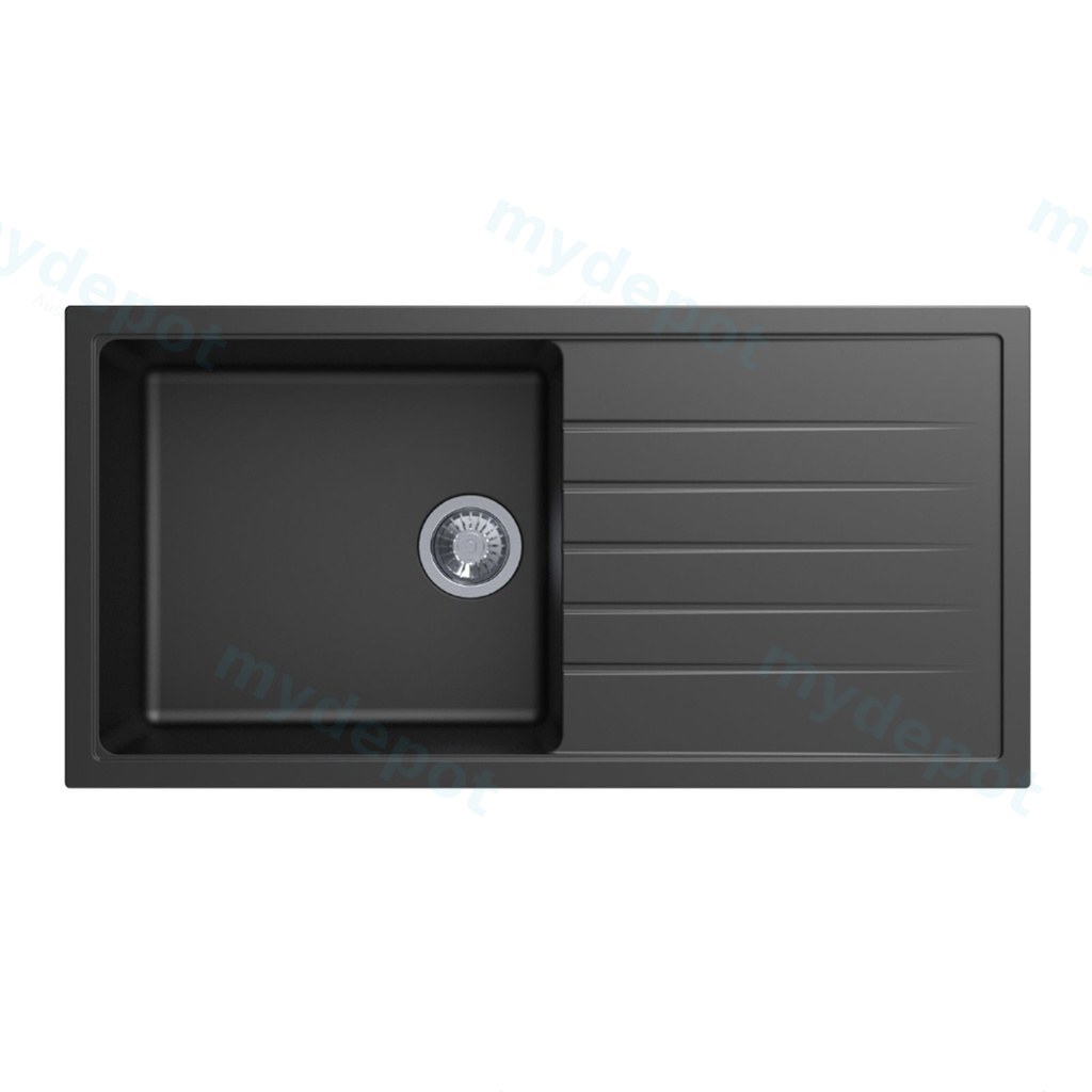 [40554] Carysil Vivaldi Black Single Bowl with Drainer Granite Kitchen Sink 1000*500mm
