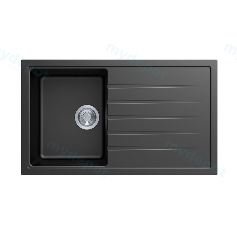 [40557] Carysil Vivaldi Black Single Bowl with Drainer Granite Kitchen Sink 860*500mm