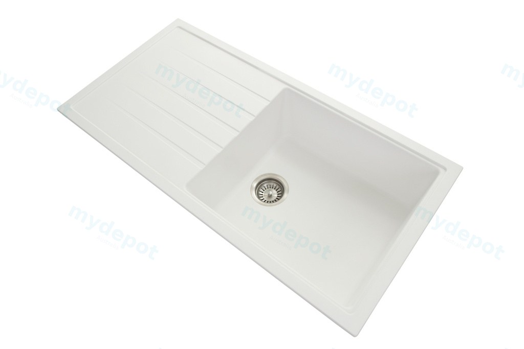 [40555] Carysil Vivaldi White Single Bowl with Drainer Granite Kitchen Sink 1000*500mm