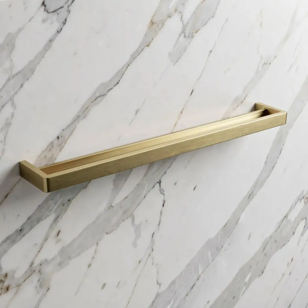 [41020] Cavallo Brushed Yellow Gold Square Double Towel Rail 800mm