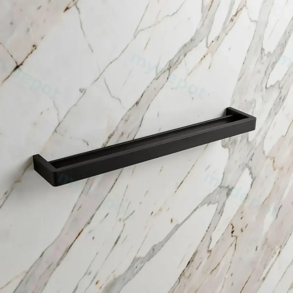 Cavallo Matte Black Square Double Towel Rail 600mm