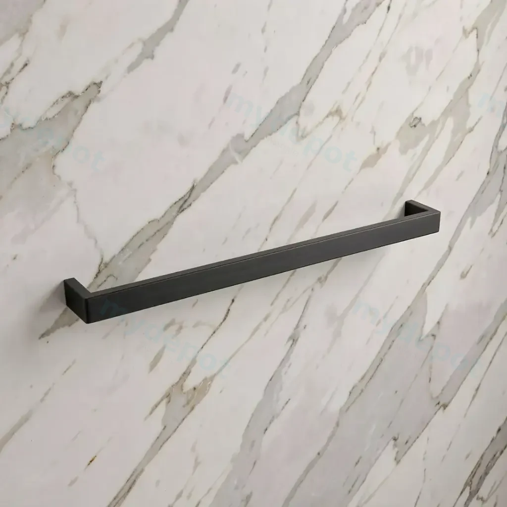 Cavallo Matte Black Square Single Towel Rail 600mm