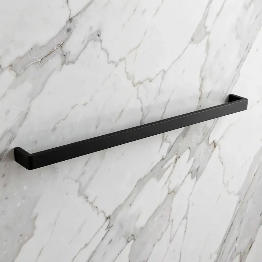 [41004] Cavallo Matte Black Square Single Towel Rail 800mm