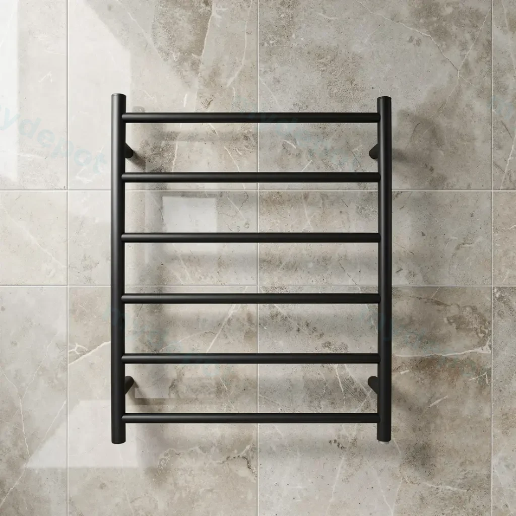 Chrome Black Electric Heated Towel Rack 6 Bars