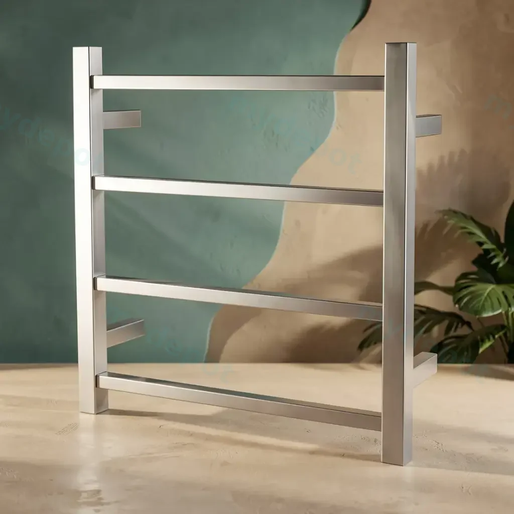 Chrome Square Electric Heated Towel Rack 4 Bars