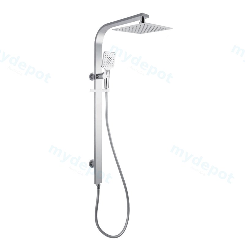 [40283] Chrome Square Shower Station without Shower Head and Handheld Shower(Wide Rail)