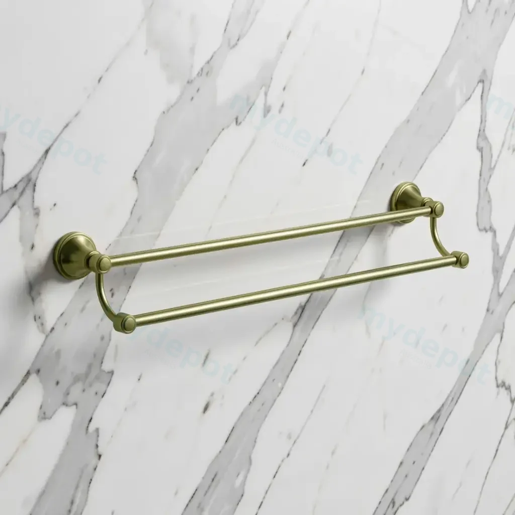 Clasico Double Towel Rail 600mm in Brushed Gold