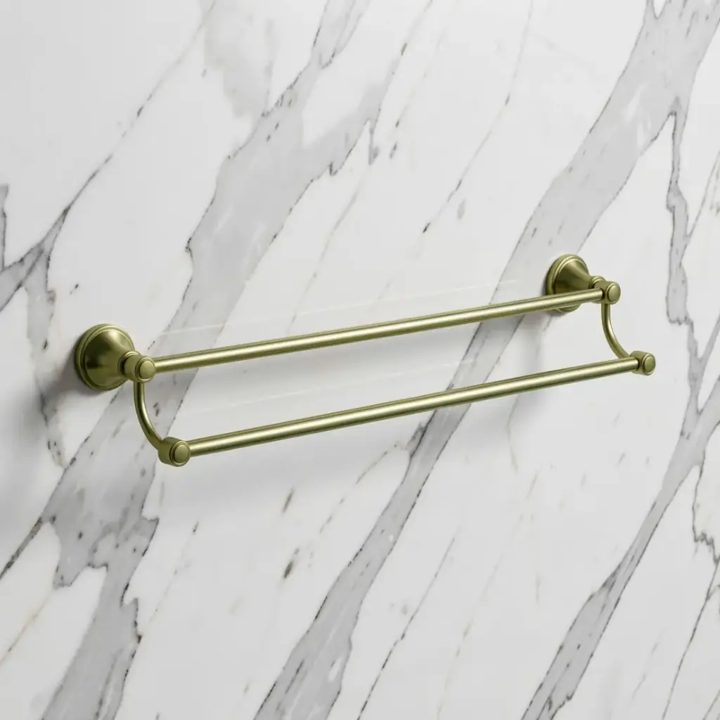 [44197] Clasico Double Towel Rail 600mm in Brushed Gold