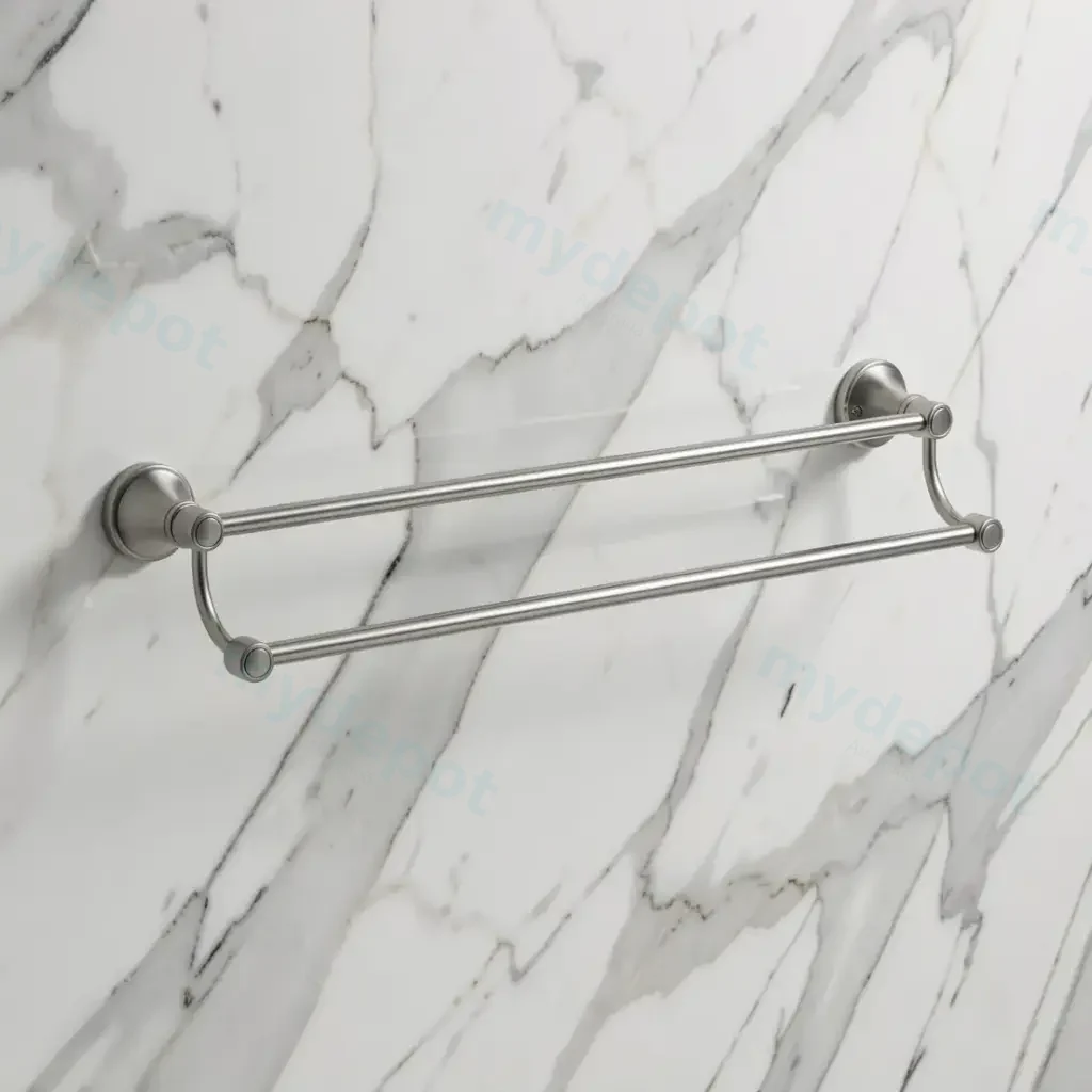 Clasico Double Towel Rail 600mm in Brushed Nickel