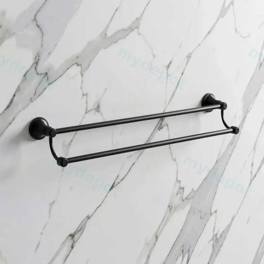 Clasico Double Towel Rail 600mm in Matt Black