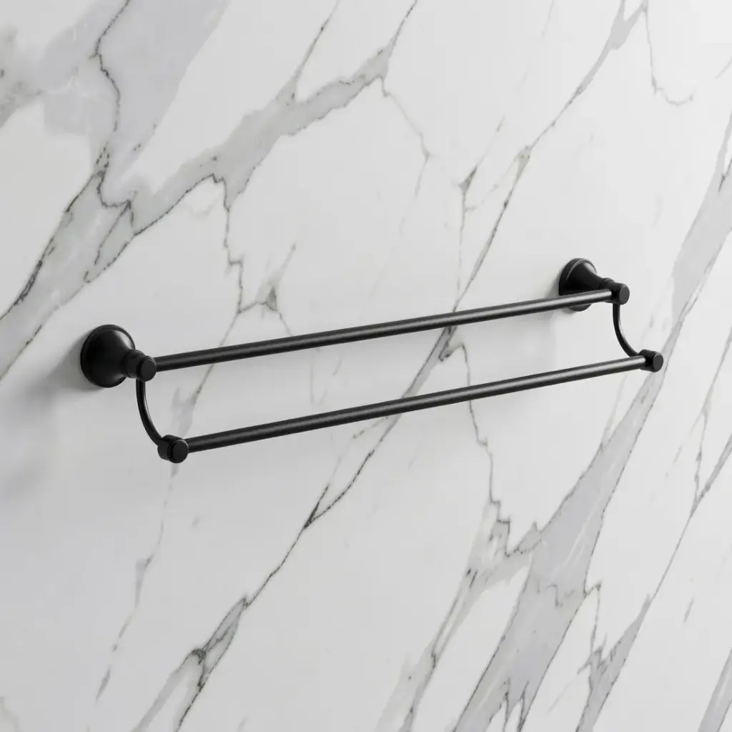 [44199] Clasico Double Towel Rail 600mm in Matt Black