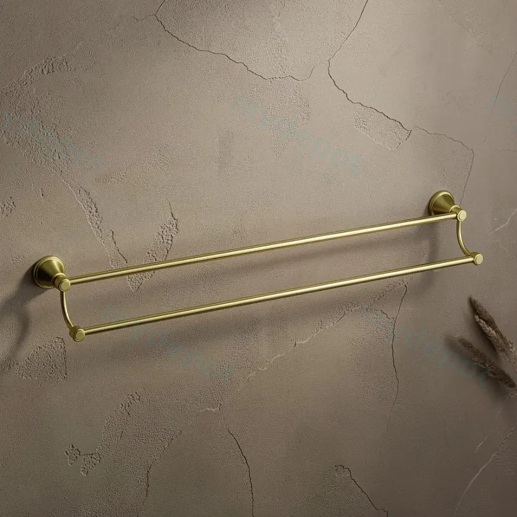 Clasico Double Towel Rail 800mm in Brushed Gold