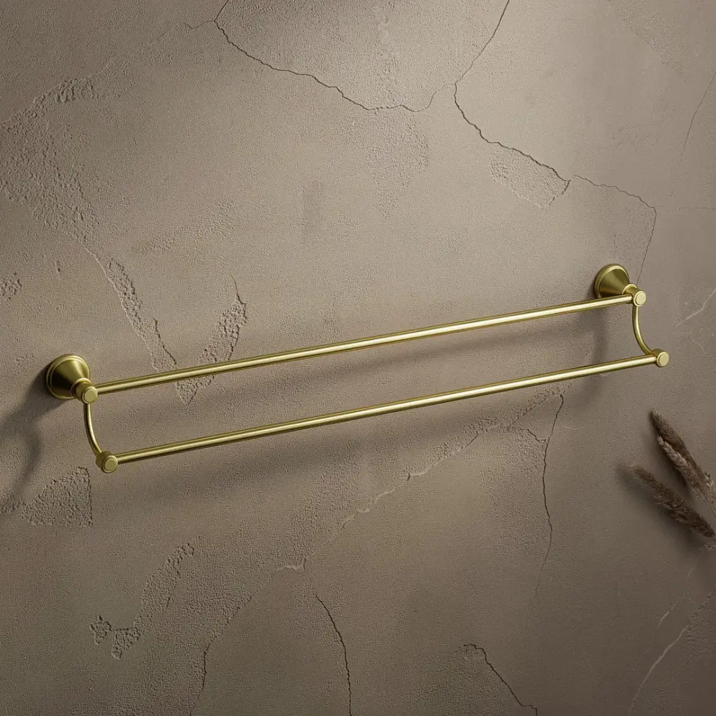 [44201] Clasico Double Towel Rail 800mm in Brushed Gold