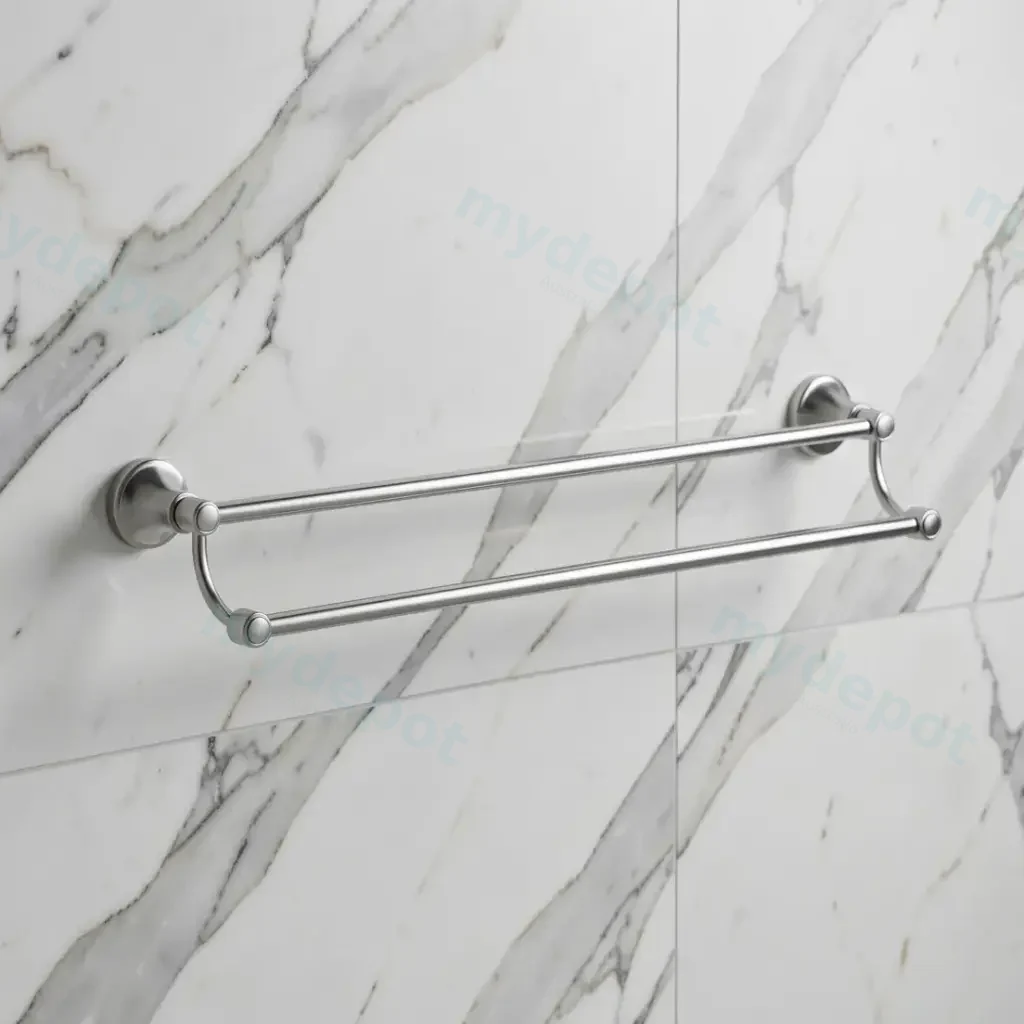 Clasico Double Towel Rail 800mm in Brushed Nickel