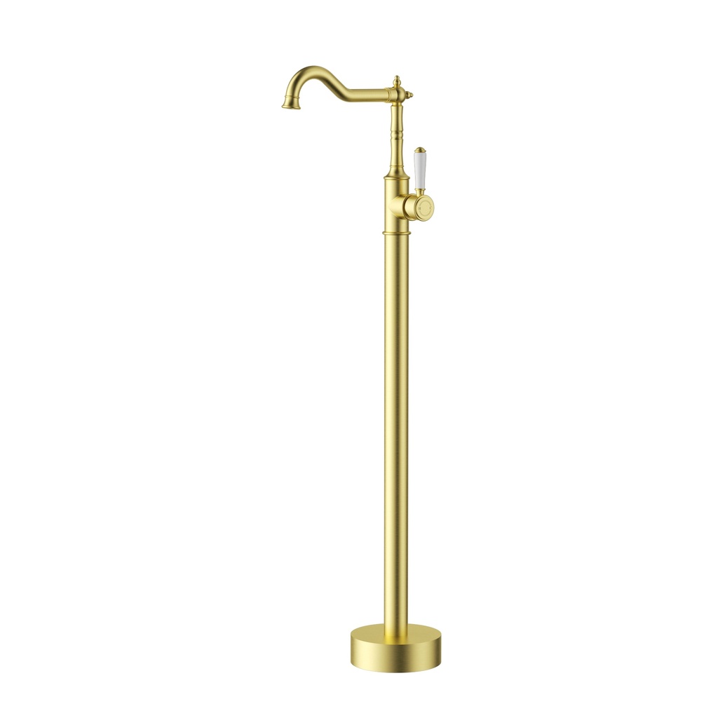 [44753] Clasico Free Standing Bath Mixer Brushed Gold With Ceramic Handle