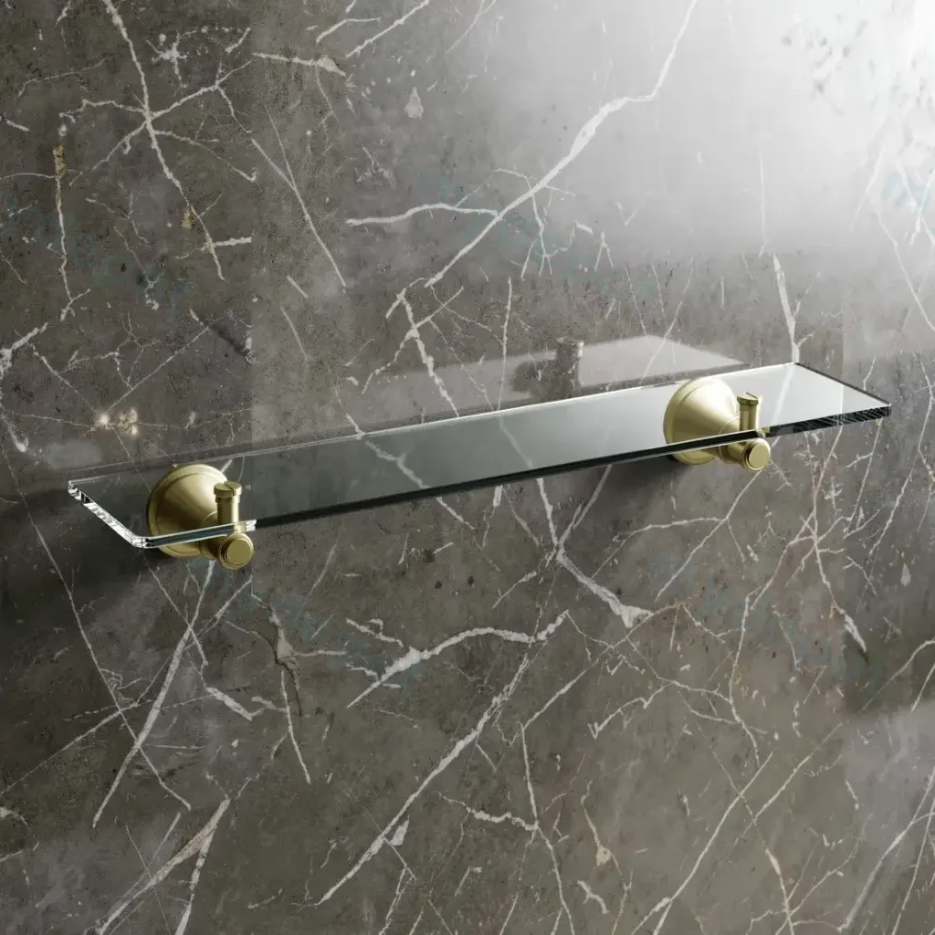 Clasico Glass Shelf in Brushed Gold