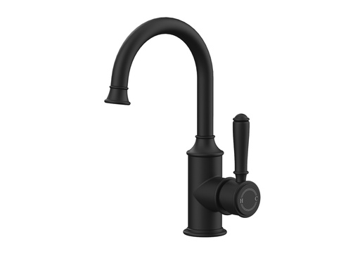 [44253] Clasico Gooseneck Basin Mixer in Matt Black