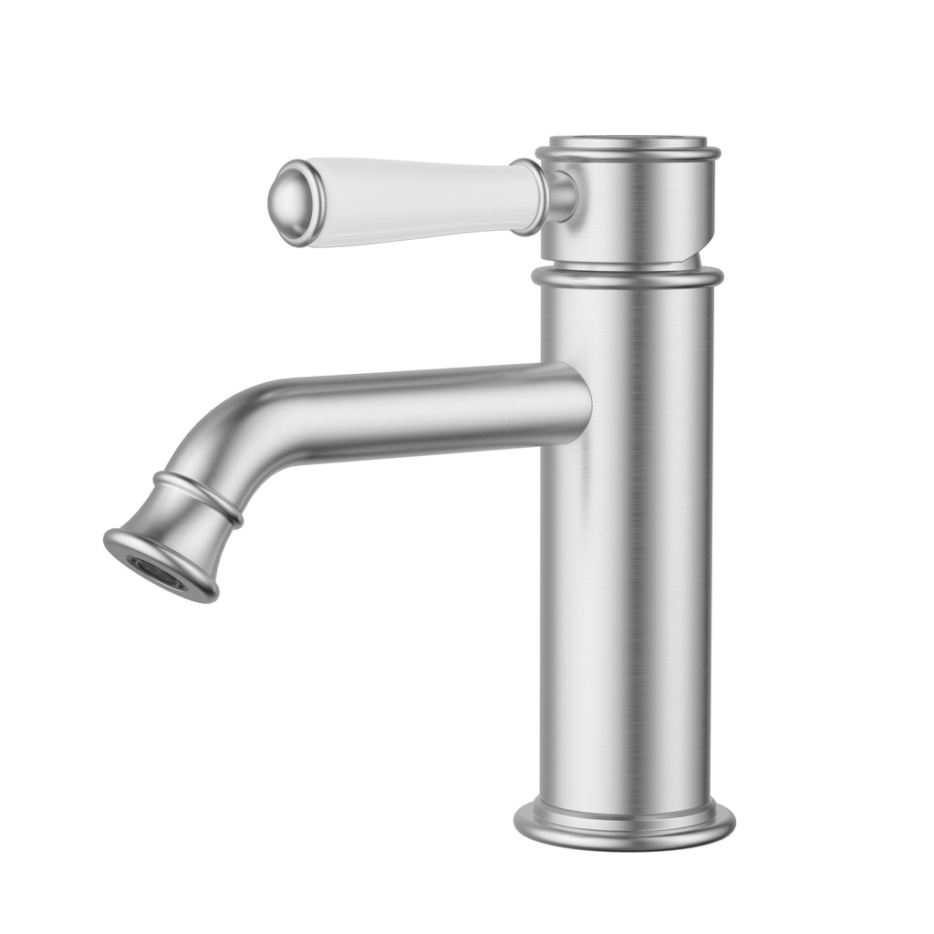 [44677] Clasico New Basin Mixer Ceramic Handle Brushed Nickel