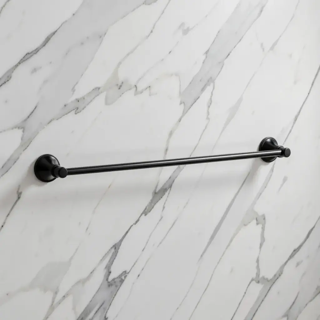 [44191] Clasico Single Towel Rail 600mm in Matt Black