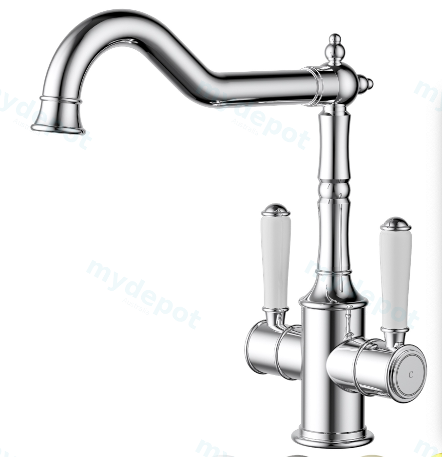 [44666] Clasico Twin Handle Sink Mixer Ceramic Handle Chrome