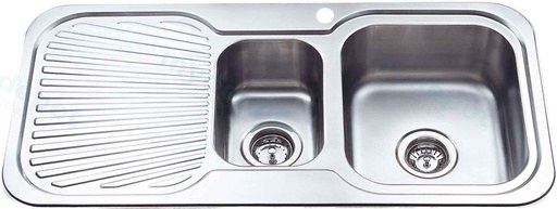 [43101] Cora 1 & 1/2 Bowl Single Drainer Sink 980x480 x 170mm Left Hand Bowl(304 Stainless Steel)