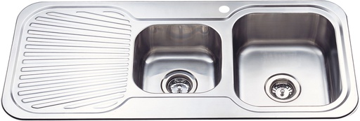 Cora 1 & 3/4 Bowl Single Drainer Sink Abovemount One Tap Hole Right Hand Bowl 1080 x 480 x 170mm(304 Stainless Steel)