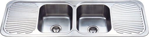 Cora Double Bowl Double Drainer Sink Abovemount One Tap Hole 1380 x 480 x 170mm(304 Stainless Steel)