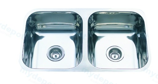 [43120] Cora Double Bowl Undermount Sink No Tap Hole 780 x 445mm(304 Stainless Steel)