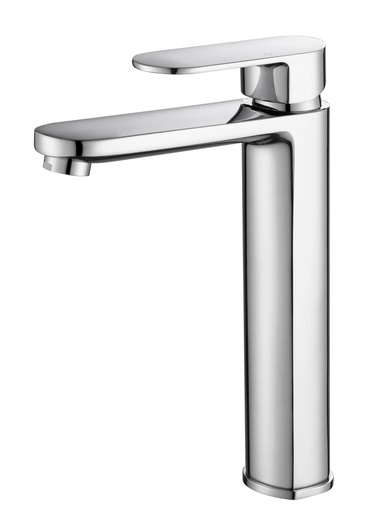 [43741] Cora Ellipse Handle Chrome High Rise Basin Mixer Lead Free
