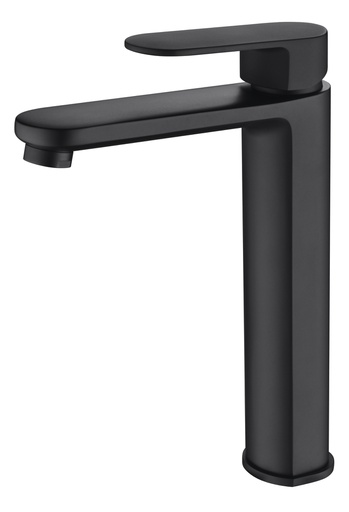 [43742] Cora Ellipse Handle Matt Black High Rise Basin Mixer  Lead Free