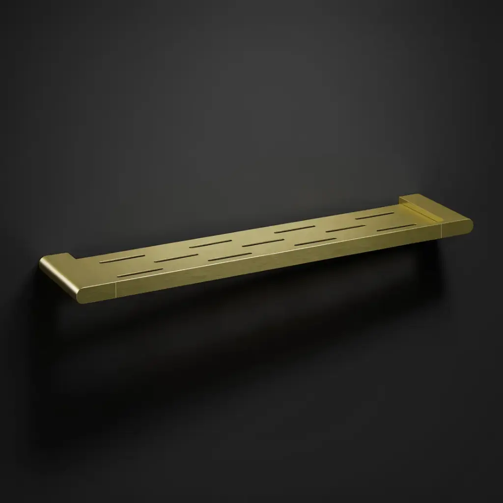 [44575] Cora Round Cornered Rectangle Cosmetic Shelf Brushed Gold