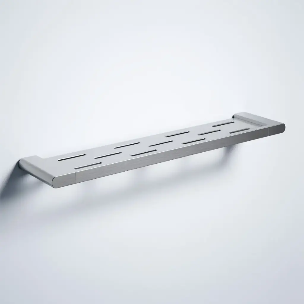 [44576] Cora Round Cornered Rectangle Cosmetic Shelf Brushed Nickel