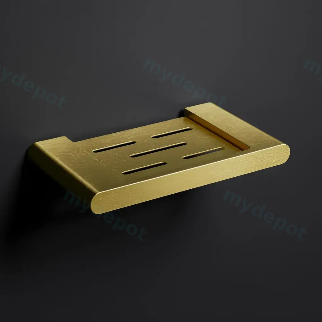 [44578] Cora Round Cornered Rectangle Soap Holder Brushed Gold
