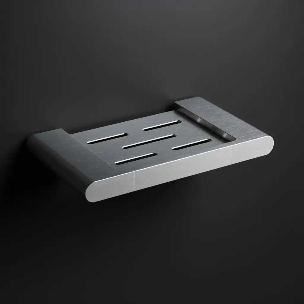 [44579] Cora Round Cornered Rectangle Soap Holder Brushed Nickel