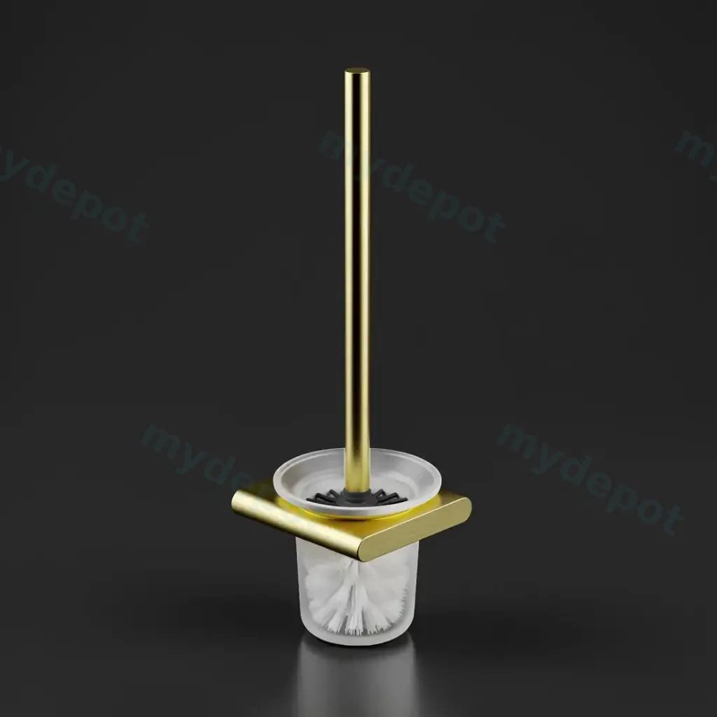 Cora Round Cornered Rectangle Toilet Brush Holder Brushed Gold