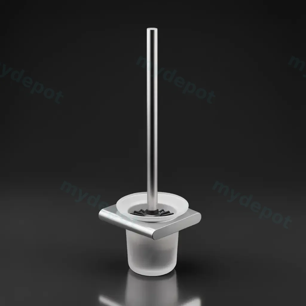 Cora Round Cornered Rectangle Toilet Brush Holder Brushed Nickel