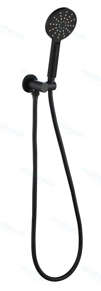 Cora Round Hand Shower On Wall Outlet Bracket(Matt Black)