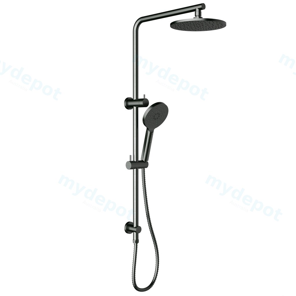[43859] Cora Round Multi-function Shower Set Gun Metal,200mm Plastic Shower Head