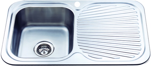 Cora Single Bowl Single Drainer Sink Abovemount One Tap Hole Left Hand Bowl 780 x 480 x 170mm(304 Stainless Steel)