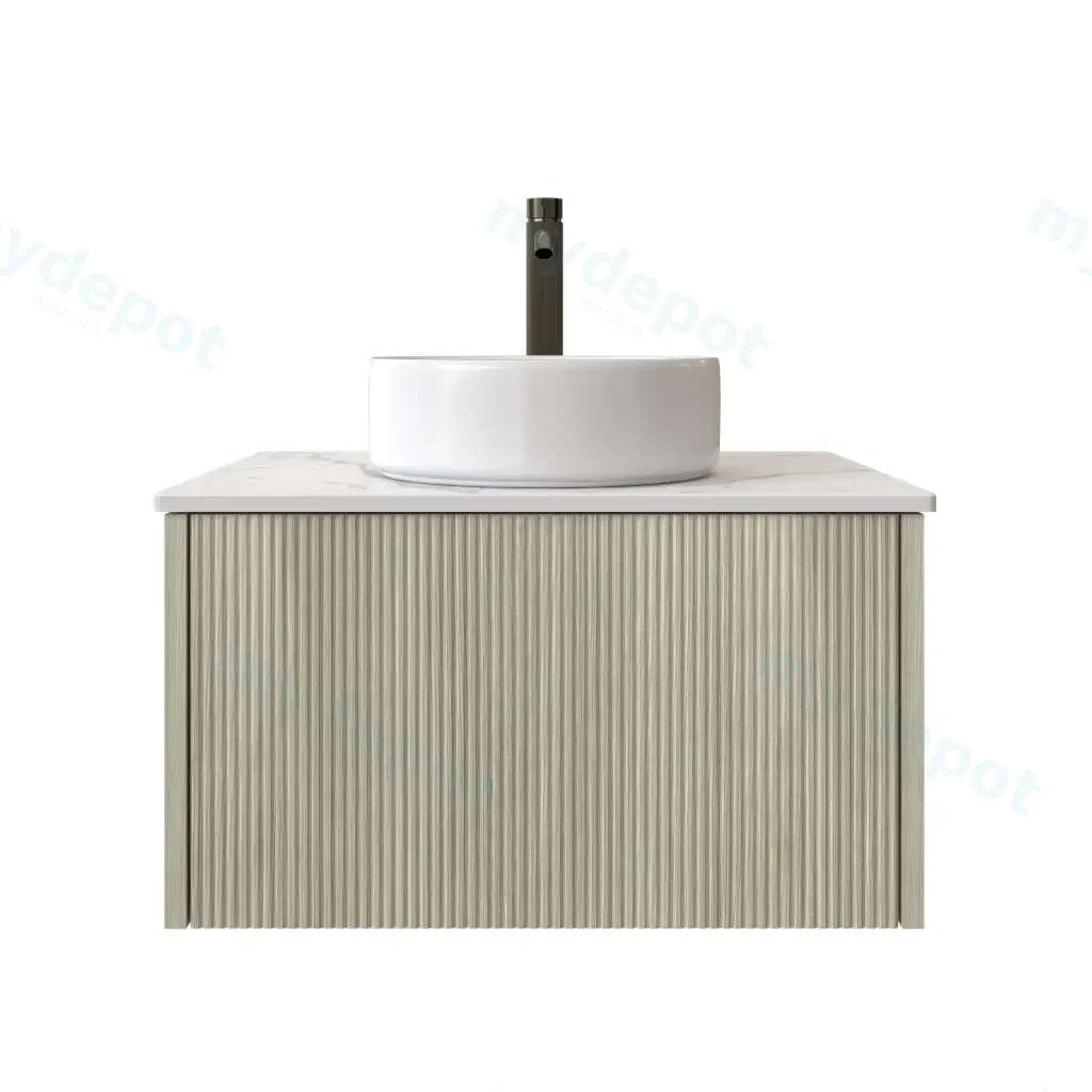 600mm Customised Kiama One Drawer Plywood Wall Hung Vanity Cabinet Only Coastal Oak