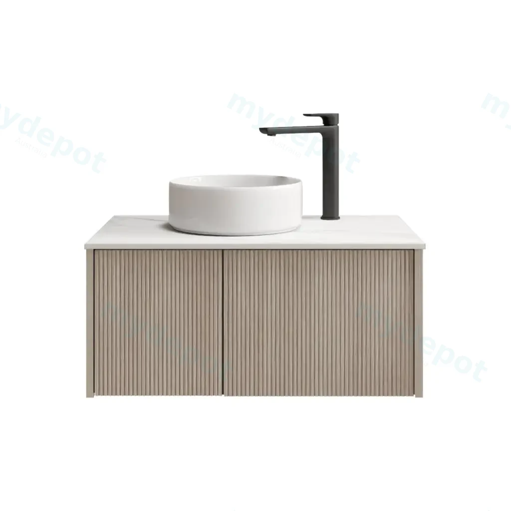 800mm Customised Kiama Plywood One Door One Drawer Wall Hung Vanity Cabinet Only Coastal Oak