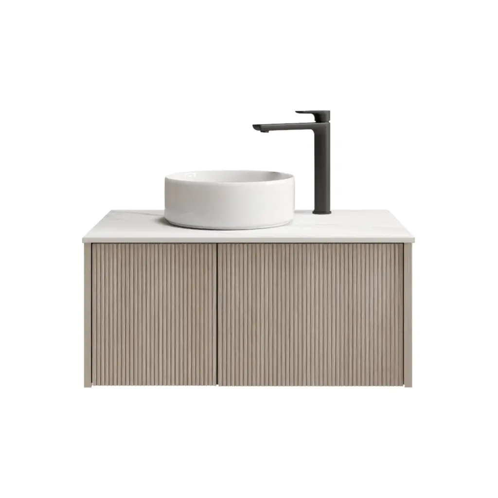 [98510/Cust-K800W-CO] 800mm Customised Kiama Plywood One Door One Drawer Wall Hung Vanity Cabinet Only Coastal Oak