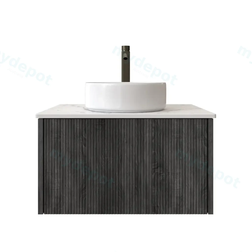 600mm Customised Kiama One Drawer Plywood Wall Hung Vanity Cabinet Only Dark Grey