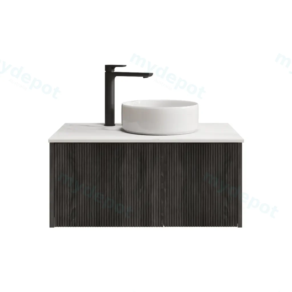 800mm Customised Kiama Plywood One Door One Drawer Wall Hung Vanity Cabinet Only Dark Grey