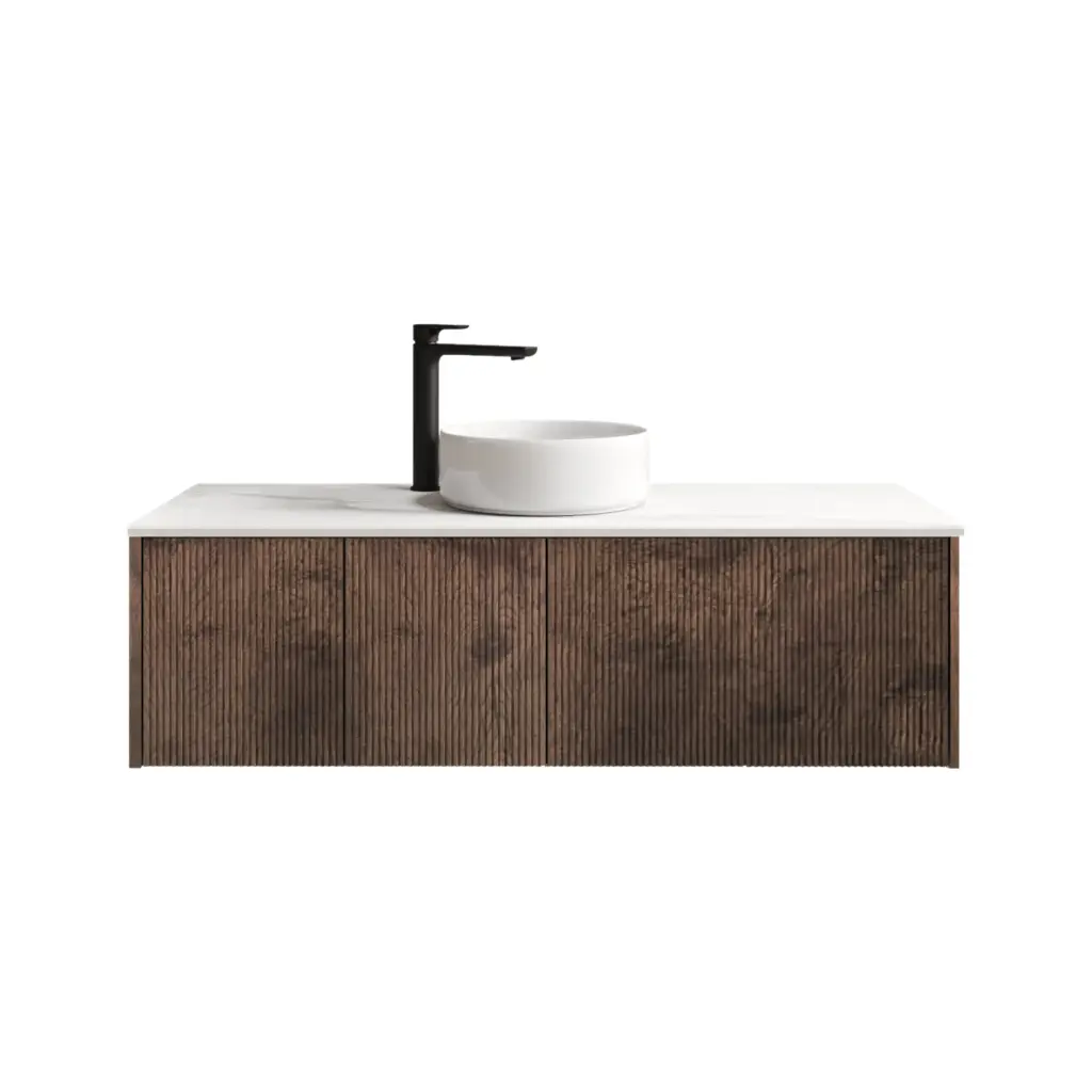[98532/Cust-K125W-DO] 1200mm Customised Kiama Two Doors and One Drawer Plywood Wall Hung Vanity Cabinet Only Dark Oak