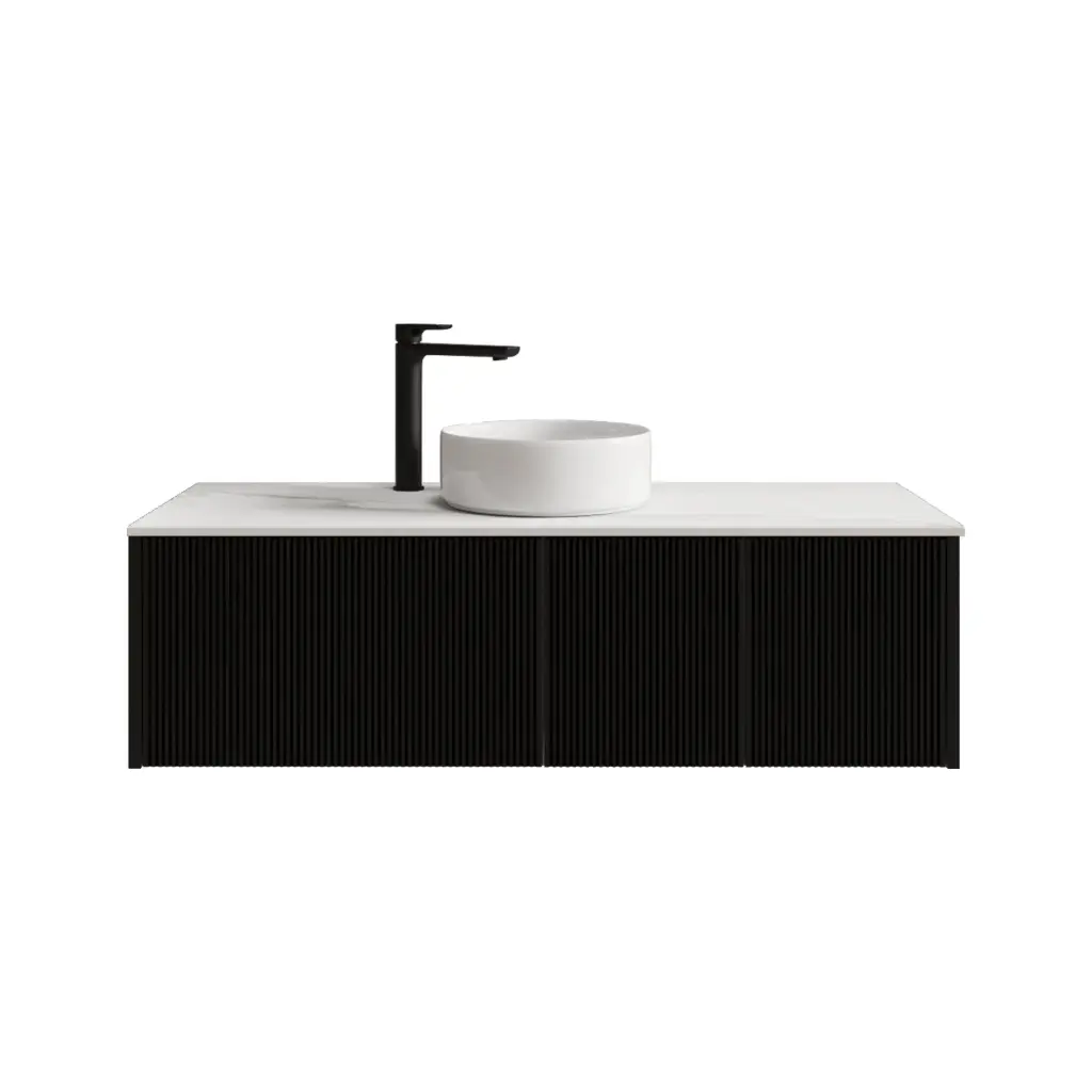 [98529/Cust-K125W-MB] 1200mm Customised Kiama Two Doors and One Drawer Plywood Wall Hung Vanity Cabinet Only Matte Black