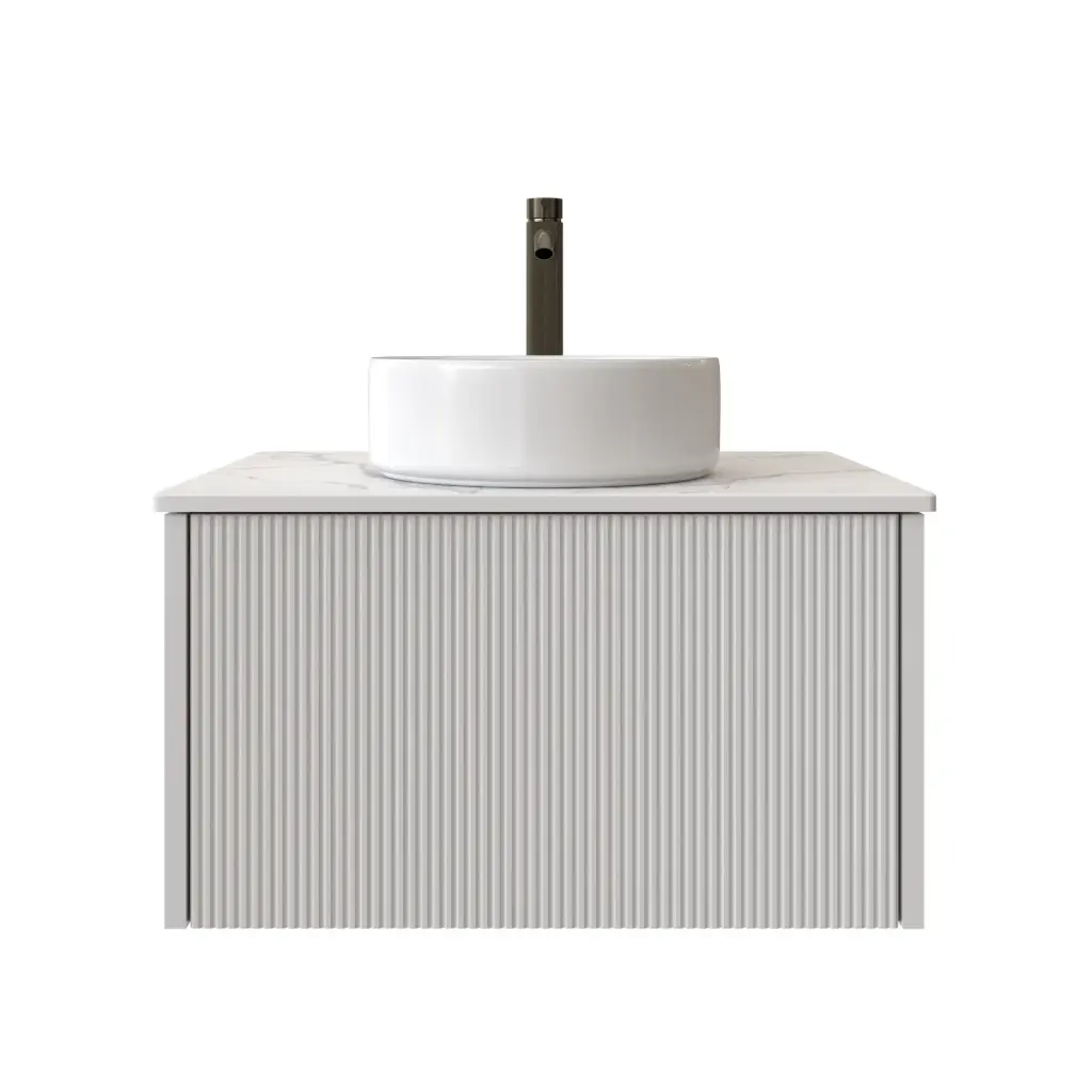 [98504/Cust-K650W-MW] 600mm Customised Kiama One Drawer Plywood Wall Hung Vanity Cabinet Only Matte White