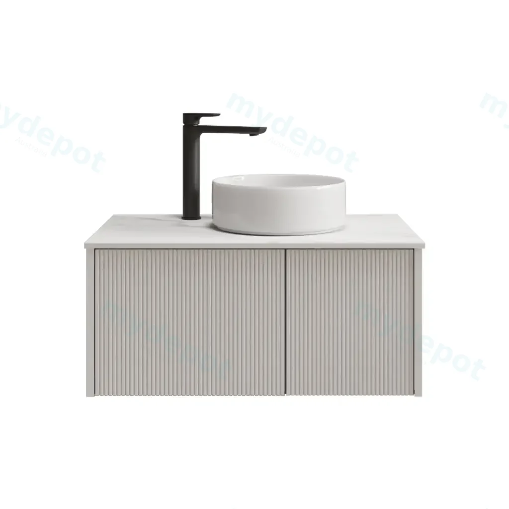 800mm Customised Kiama Plywood One Door One Drawer Wall Hung Vanity Cabinet Only Matte White