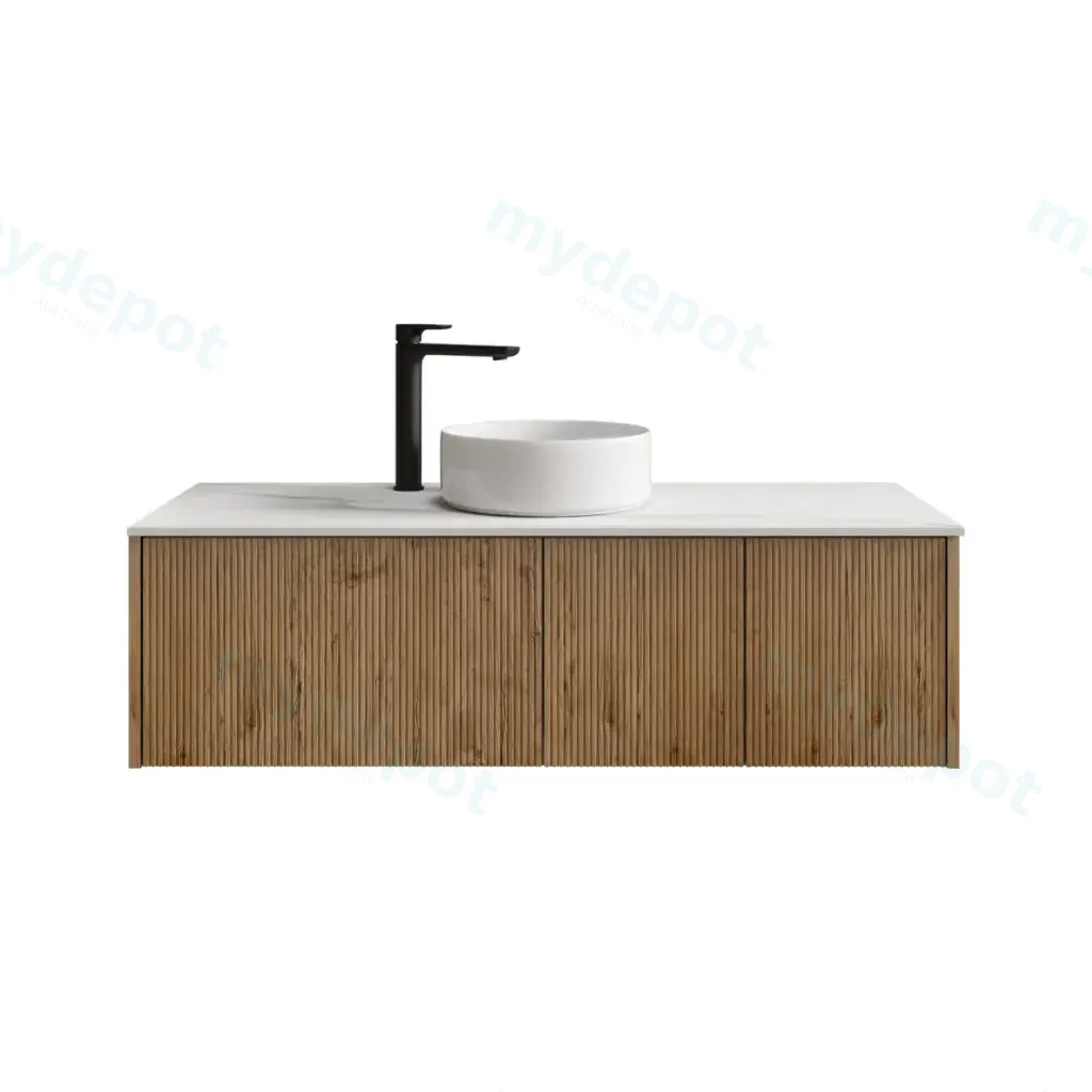 1200mm Customised Kiama Two Doors and One Drawer Plywood Wall Hung Vanity Cabinet Only Prime Oak