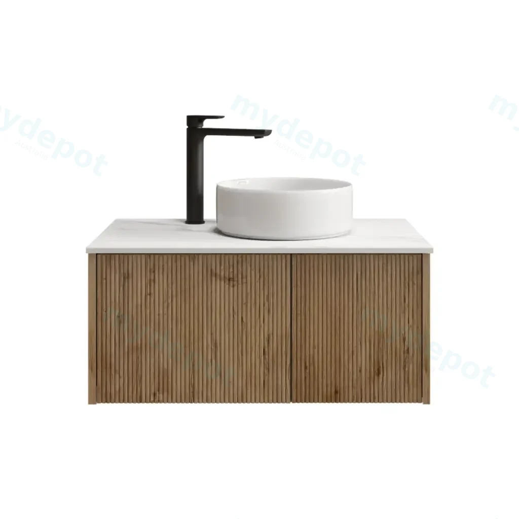 800mm Customised Kiama Plywood One Door One Drawer Wall Hung Vanity Cabinet Only Prime Oak